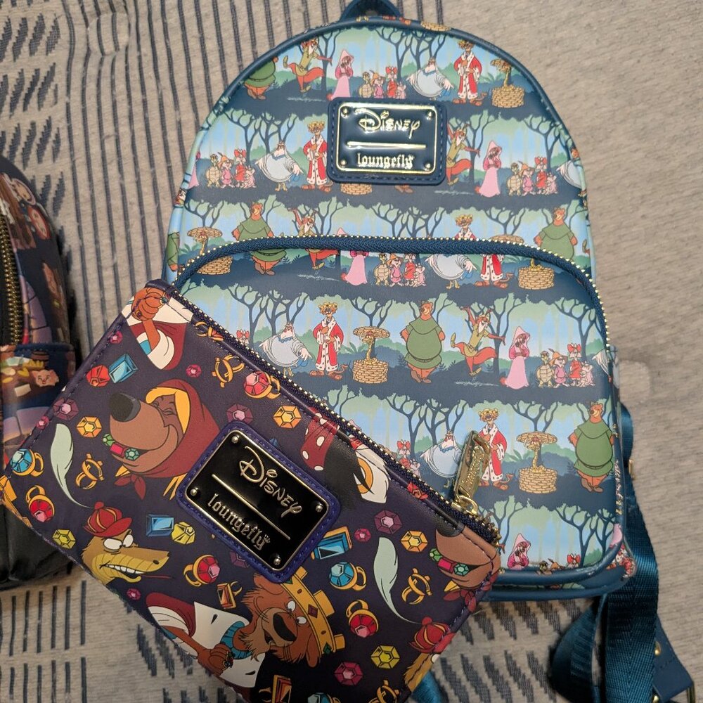 Disney Robin Hood Loungefly backpack and wallet
